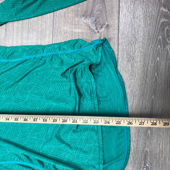 NRS Shirt Men's Teal Leaf Print Hooded Long Sleeve Rash Guard Pullover Medium - Picture 3 of 12